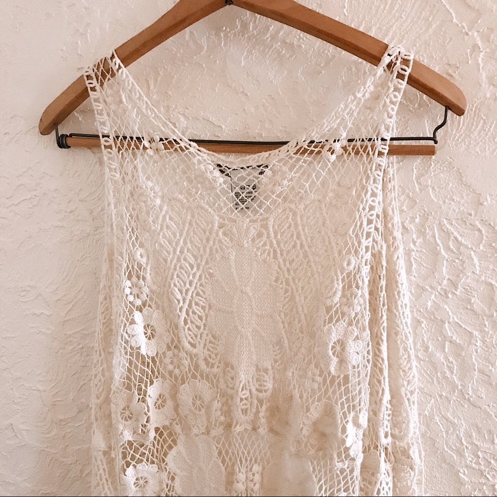 American Rag Cie long vest coverup off white - Picture 3 of 5